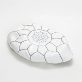 Leather pouf M White x Gray