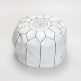 Leather pouf M White x Gray