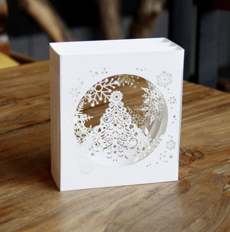 3D Popup wenskaart Sneeuwvlokken met berichtenpaneel