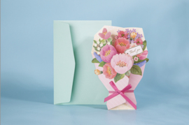 3D Pop-up Wenskaart: Bloemenboeket met 'Thank you'