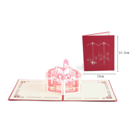 3D Pop-up Wenskaart: Roze Carousel