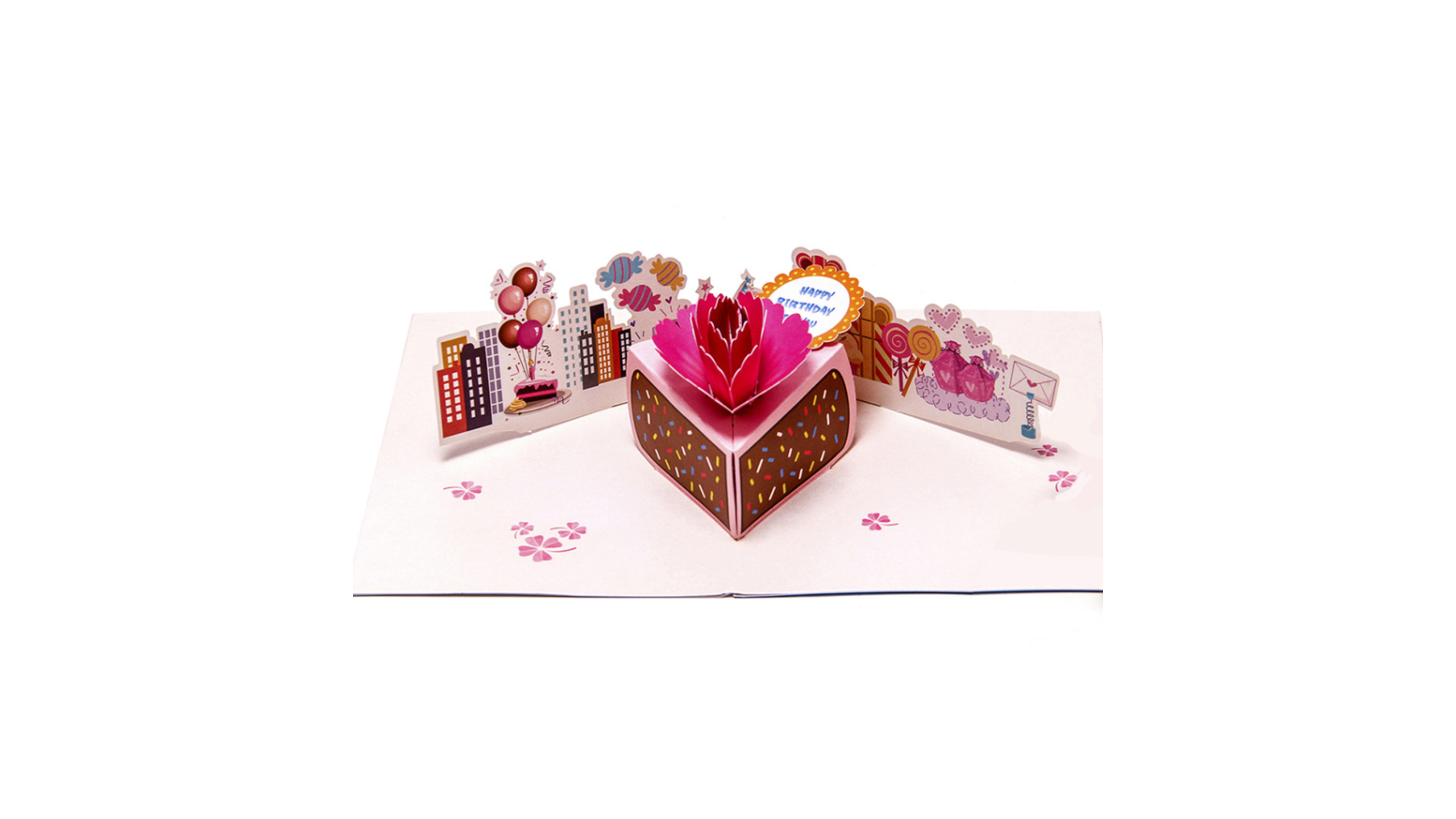 3D Pop-up birthday card with birthday cake and decorations
