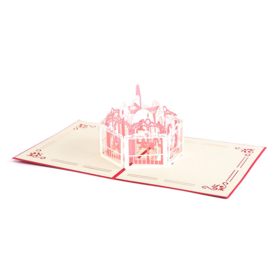 3D Pop-up Wenskaart: Roze Carousel