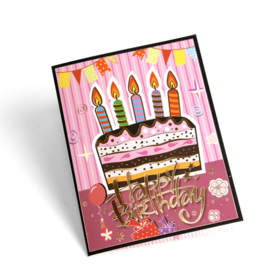 Pop up Verjaardagkaart Pink lady -Happy birthday met berichtpaneel