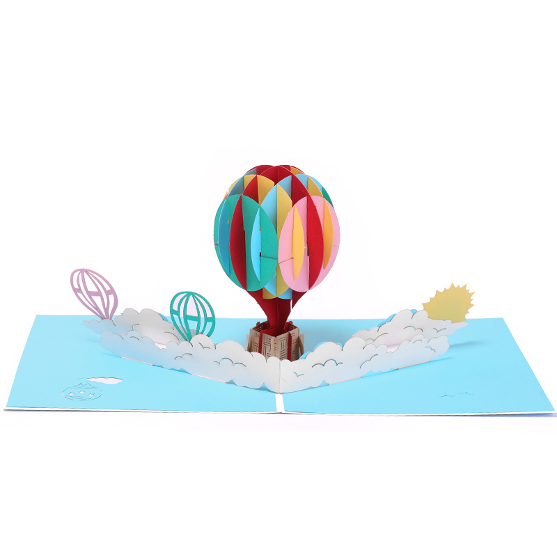 3D greeting card Colourful hot air balloons