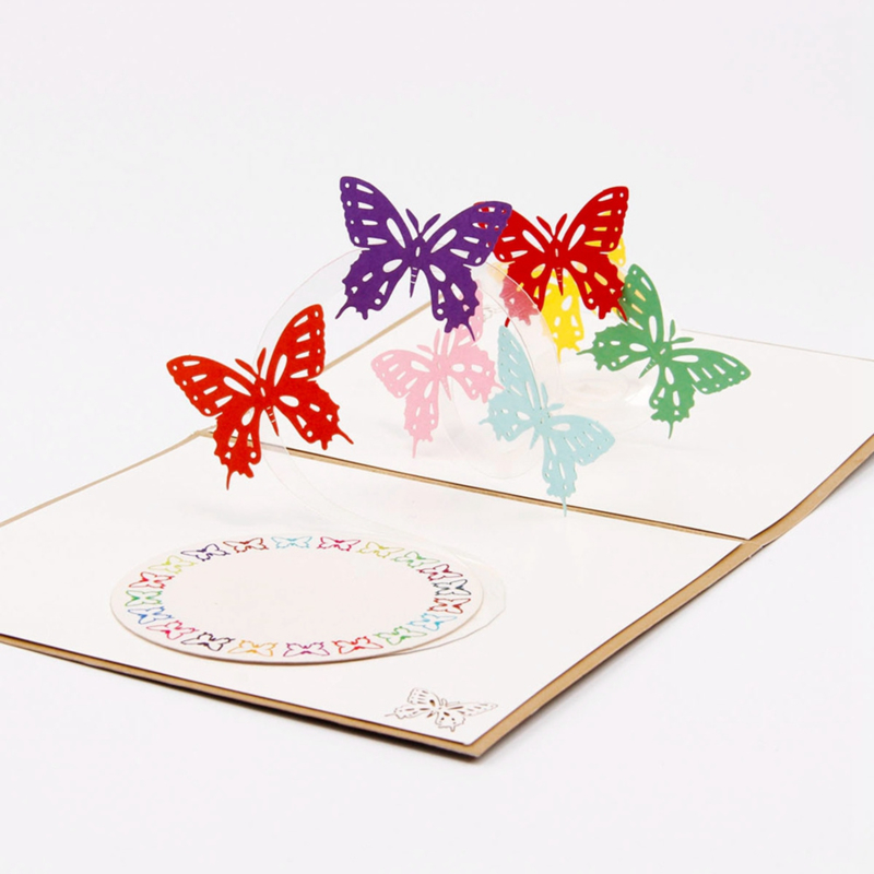3D pop-up wenskaart 7 vliegende vlinders