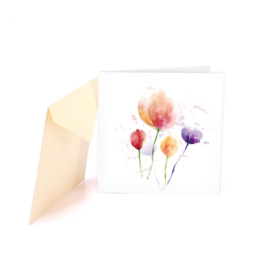 3D pop-up wenskaart met een boeket tulpen