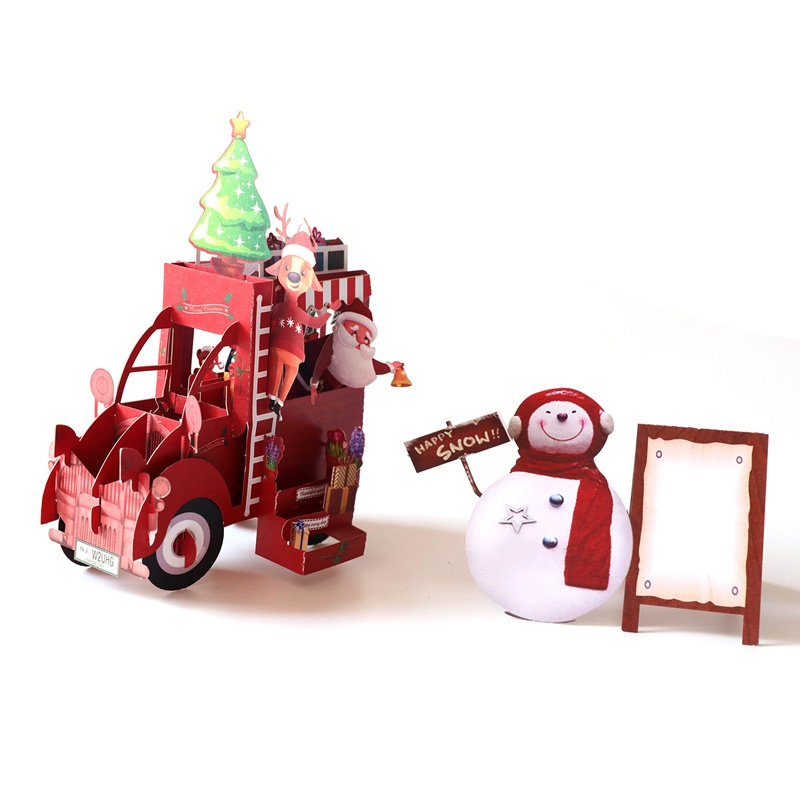3D Christmas card Santa Claus Citroën 2CV duck with message panel