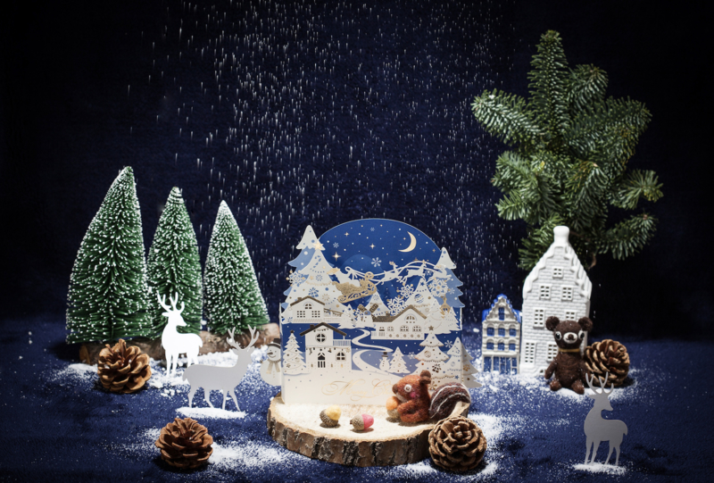 3D Pop-up Christmas card with Christmas scene