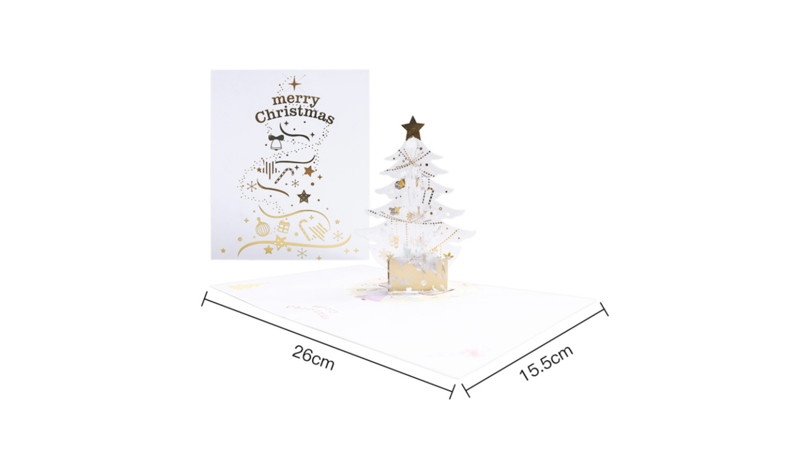 3D Pop-up Christmas Card Silver Crystal Christmas Tree