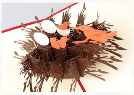 3D Pop-up Wenskaart: Nestje met Vogeltjes
