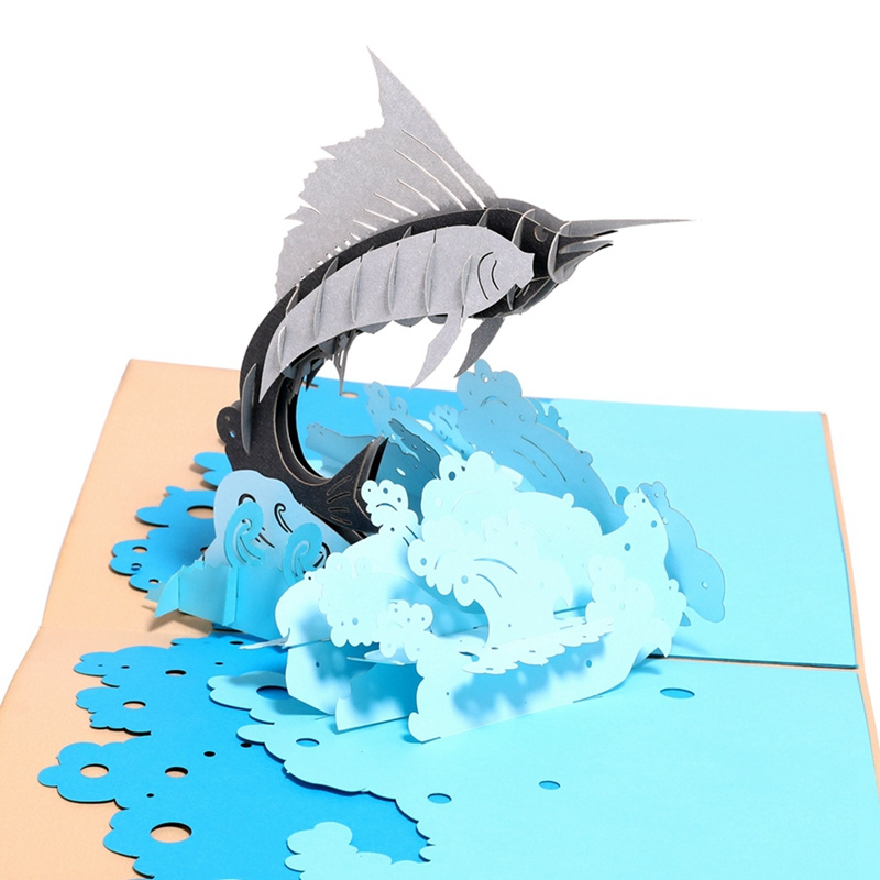 3D Pop-up XL wenskaart Zwaardvis