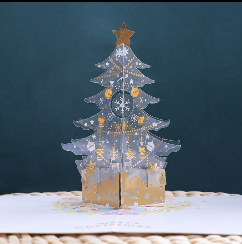 3D Pop up kerstkaart Silver Kristal Kerstboom