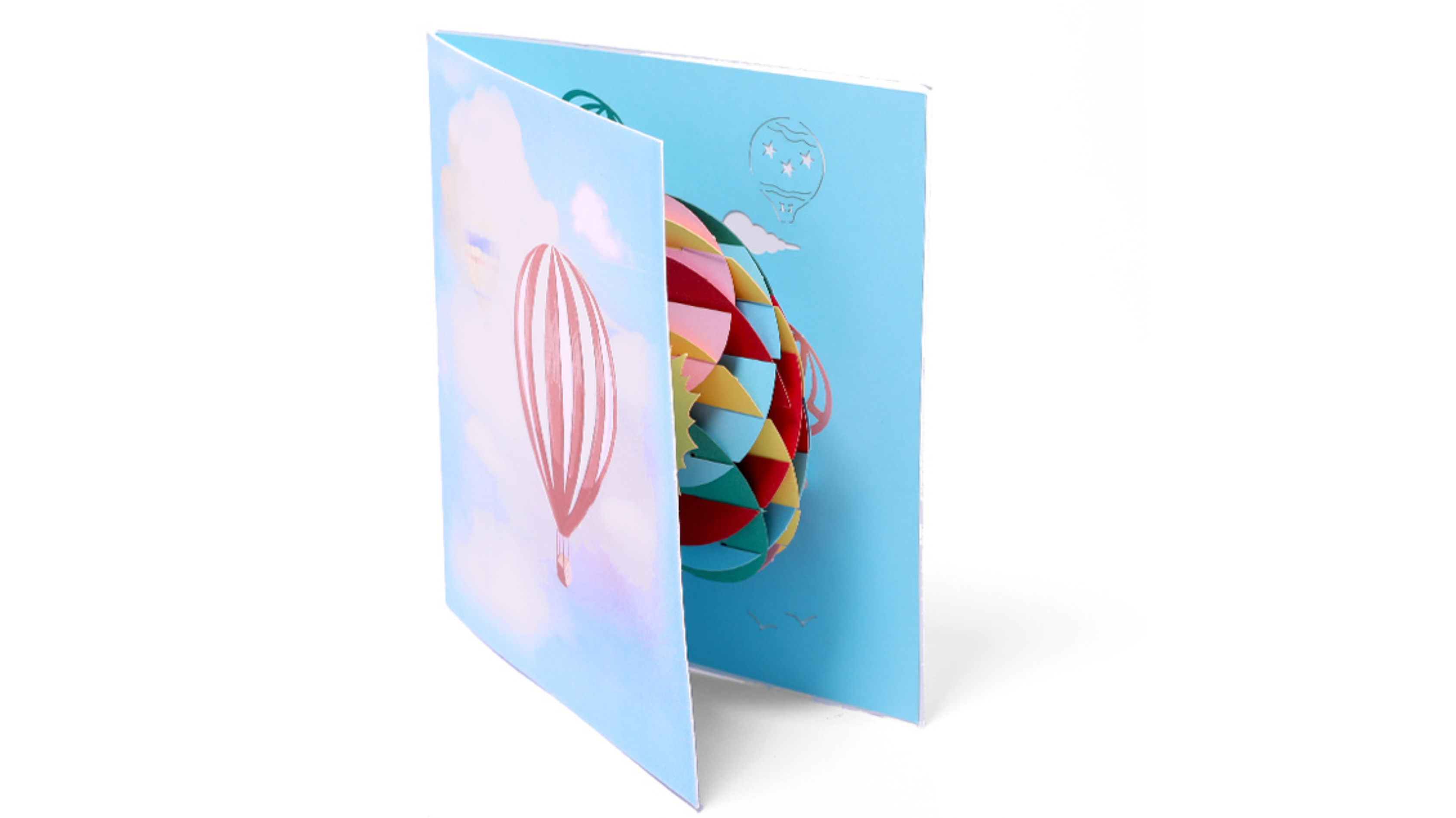 3D wenskaart Kleurrijke luchtballonen