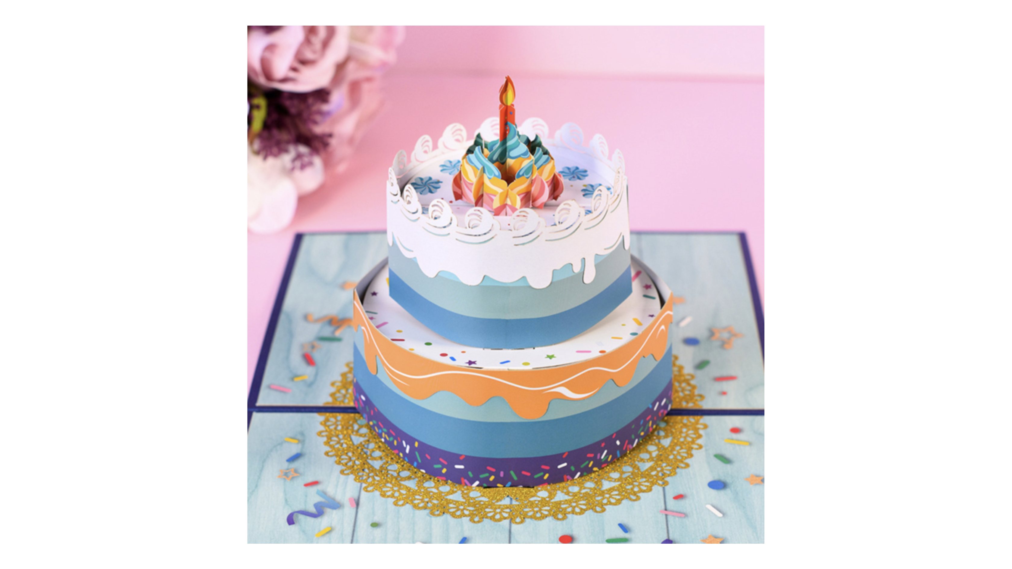 3D Pop up XL Verjaardagskaart Grote taart - Happy Birthday!