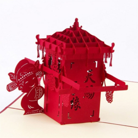 3D Pop-up Wenskaart met Traditionele Chinese Draagstoel