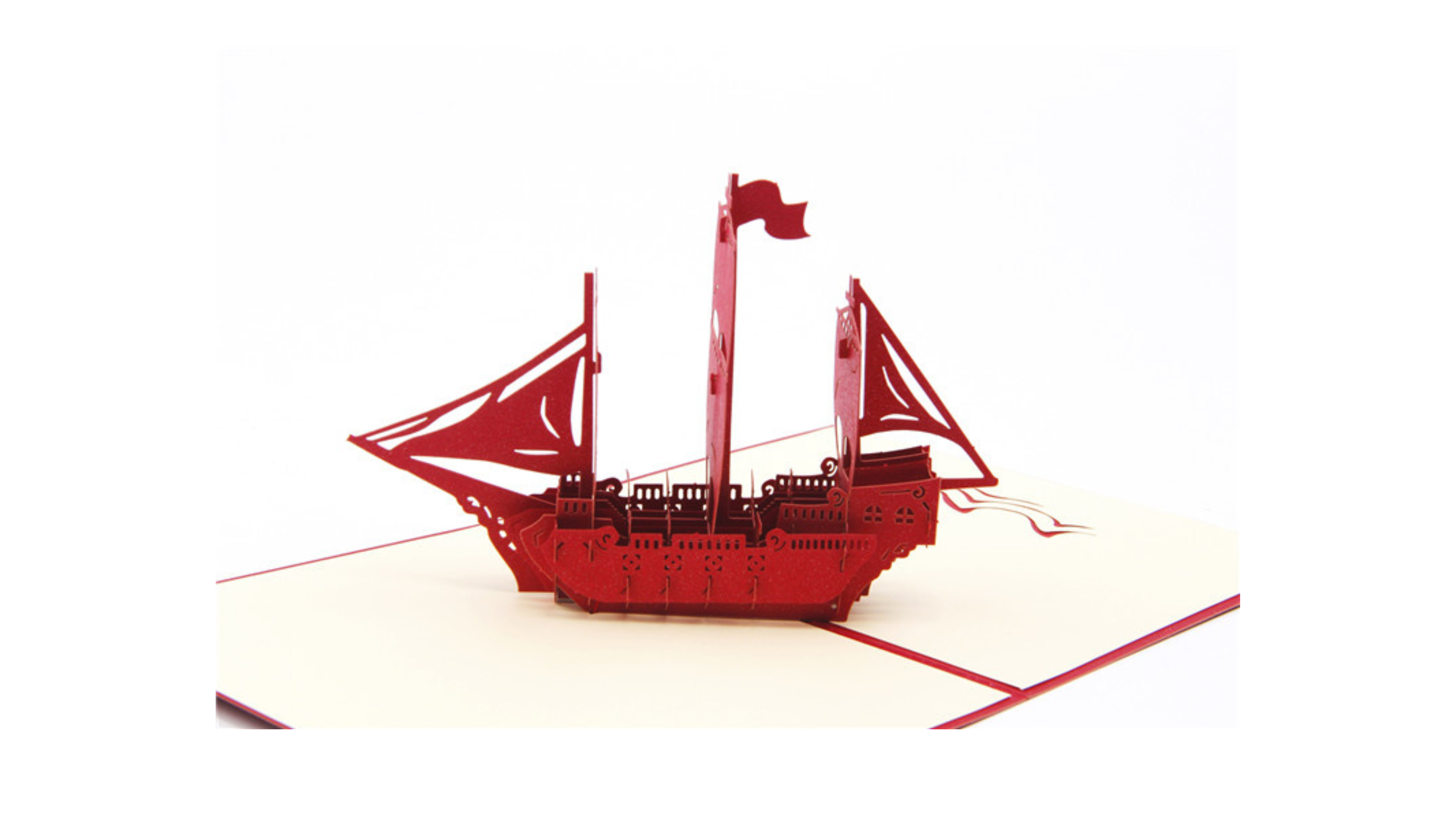 3D gelukskaart zeilboot pop-up wenskaart
