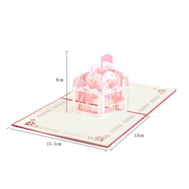 3D Pop-up Wenskaart: Roze Carousel