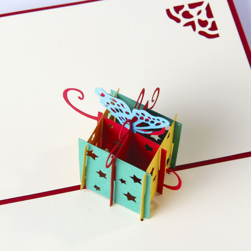 3D Pop-up Birthday Card Butterfly & Gift