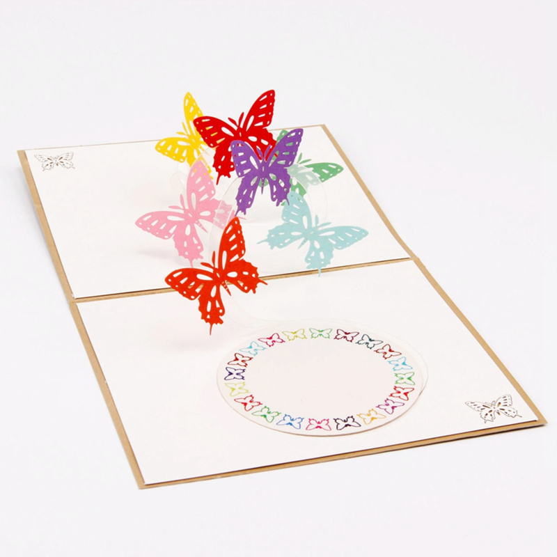 3D pop-up wenskaart 7 vliegende vlinders