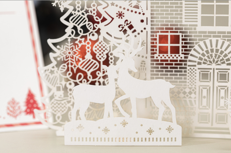 3D Pop-up Christmas Card Dreaming of a White Christmas with Message Panel