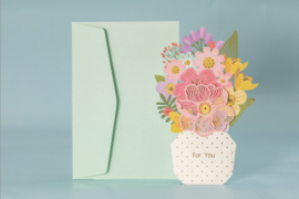 3D Pop-up Wenskaart: Bloemenboeket met 'For you'