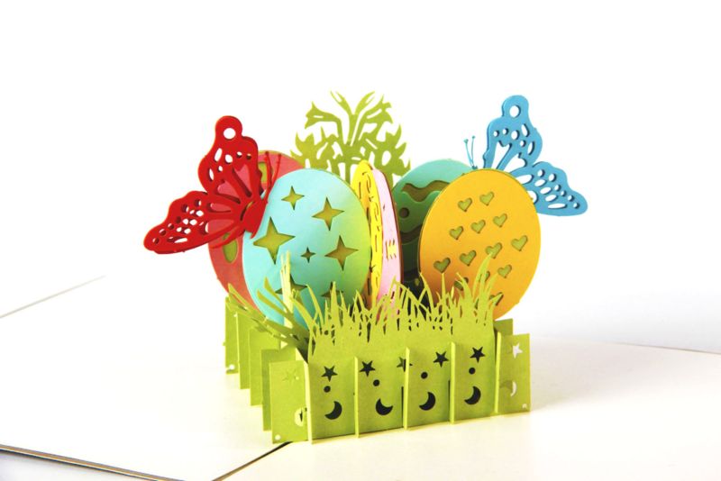3D Pop Paaskaart Gekleurde Paaseieren