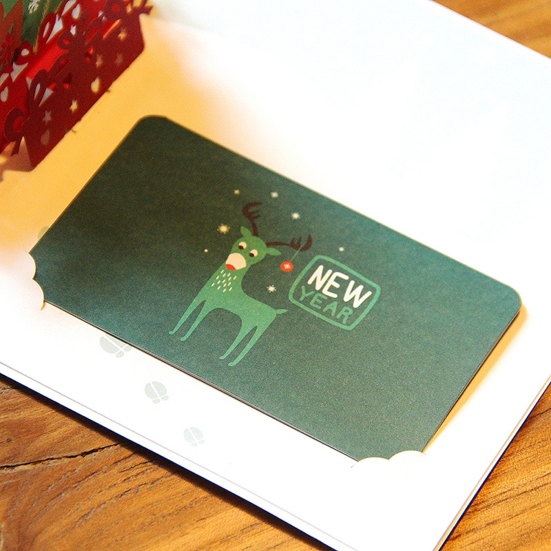 3D Pop-up Christmas Card Large Christmas Tree and Deer, including message panel