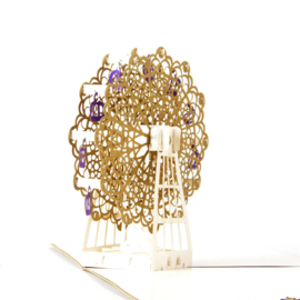 3D Pop up Wenskaart reuzenrad Felicitatie Uitnodiging Goud