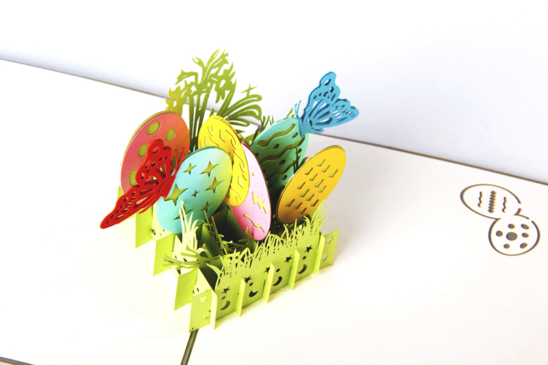 3D Pop Paaskaart Gekleurde Paaseieren