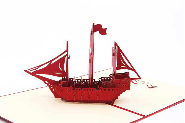 3D gelukskaart zeilboot pop-up wenskaart