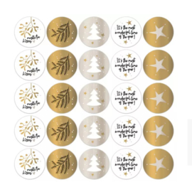 Stickers gouden kerstillustraties - 10 stuks