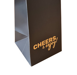 Cadeauzak voor fles - zwart 'Cheers & enjoy' - 2 stuks