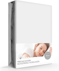 Hoeslaken  Iseng percale katoen met 40 cm hoek licht grijs