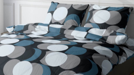 Dekbedovertrek Satin D'or Artballs blauw/grijs