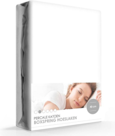 Hoeslaken  Iseng percale katoen met 40 cm hoek wit