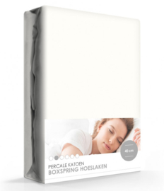 Hoeslaken  Iseng percale katoen met 40 cm hoek off-white
