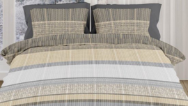 Dekbedovertrek flanel Romanette Cortina beige/grijs