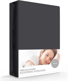 Hoeslaken  Iseng percale katoen met 40 cm hoek anraciet