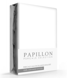 Hoeslaken Papillon percal katoen wit