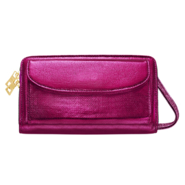 PU Leren Clutch Metallic Fuschia