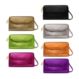 PU Leren Clutch Metallic Zilver