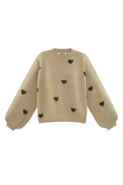 Trui hartjes beige