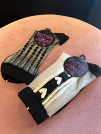 Socks White Heart Stripes - Black