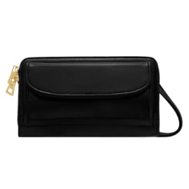 PU Leren Clutch Metallic Zwart