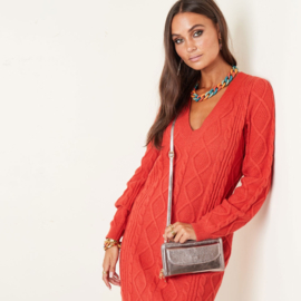 PU Leren Clutch Metallic Zilver