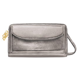 PU Leren Clutch Metallic Zilver
