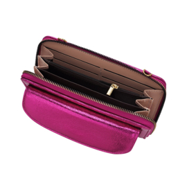PU Leren Clutch Metallic Fuschia