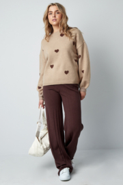 Trui hartjes beige