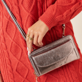 PU Leren Clutch Metallic Zilver